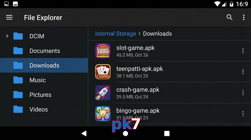 Main screen of Pk7 gameapk page for PK players