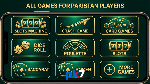 Main screen of Pk7 games page for PK players